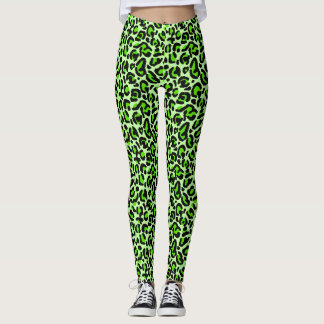 Leggings Estampado de leopardo verde lima y2k