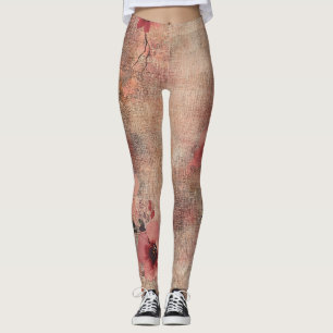 Leggings Estampado de lino floral rústico rosado (6)