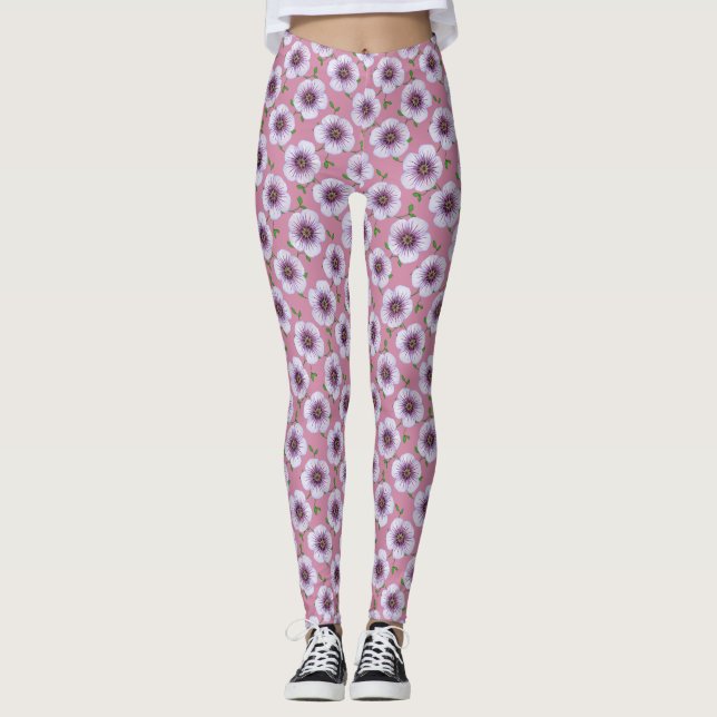Leggings Estampado de plores azul floral del jardín (Anverso)