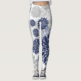 Leggings Estampado de plores del gris de azules marinos