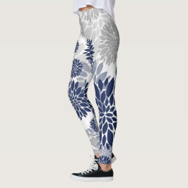Leggings Estampado de plores del gris de azules marinos