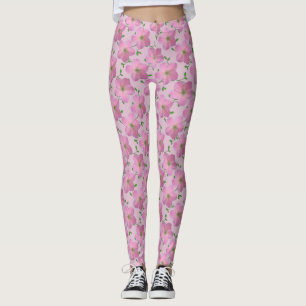 Leggings Estampado de plores rosado floral dulce del jardín