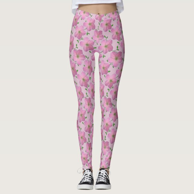 Leggings Estampado de plores rosado floral dulce del jardín (Anverso)
