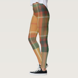 Leggings Estampado de Tartán de Cuadros de Cosecha de Otoño