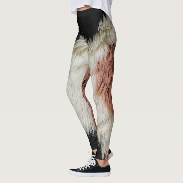 Leggings Estampado de vaca abstracto de pelaje falso esponj (Izquierda)