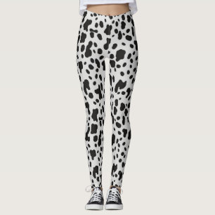 Leggings Estampado de vaca de granja moderna en negro
