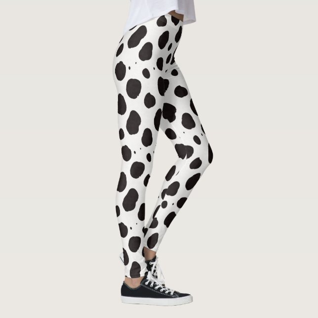 Leggings Estampado de Vaca Negro Blanco Tendencia Patrón (Derecha)