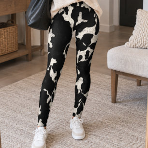 Leggings Estampado de vaca negro y blanco