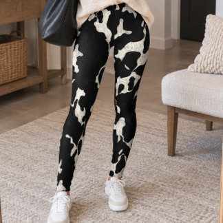 Leggings Estampado de vaca negro y blanco