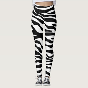 Leggings Estampado de zebra blanco y negro