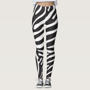 Leggings Estampado de zebra blanco y negro