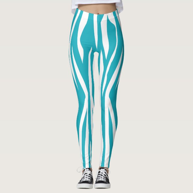 Leggings Estampado de zebra de la turquesa (Anverso)