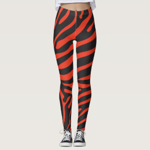 Leggings Estampado de zebra negro y rojo
