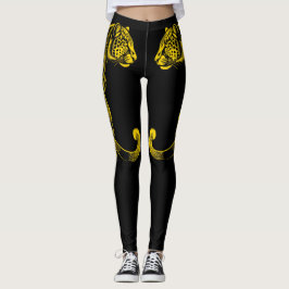 Leggings Estampado divertido de leopardo dorado Patrón Safa