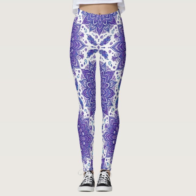Leggings Estampado Floral Mandala Boho Morado (Anverso)