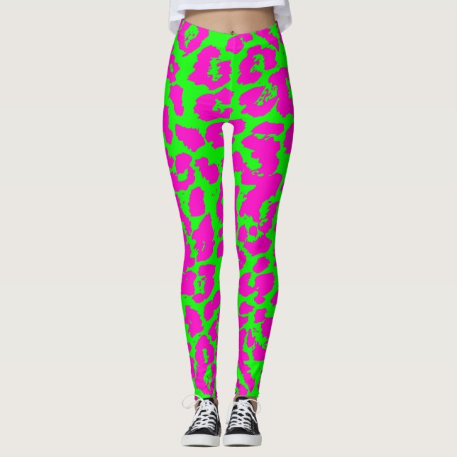 Leggings Estampado leopardo de neón colorido (Anverso)