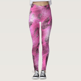 Leggings Estampado Leopardo Plateado y Rosa con Aspecto Bri