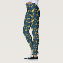 Leggings estampados con hojas azules de otoño | Es
