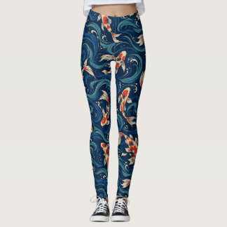 Leggings estampados con peces koi bajo la luz de l
