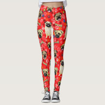 Leggings Estampados con Pug Rojos