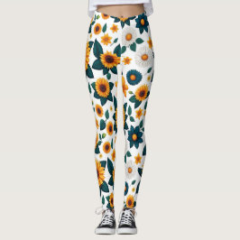 Leggings Estampida del girasol: Discoteca Groovy de la natu