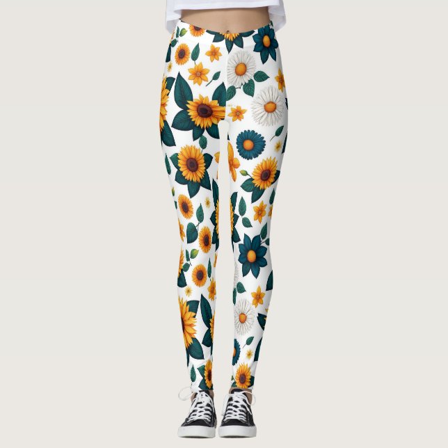 Leggings Estampida del girasol: Discoteca Groovy de la natu (Anverso)