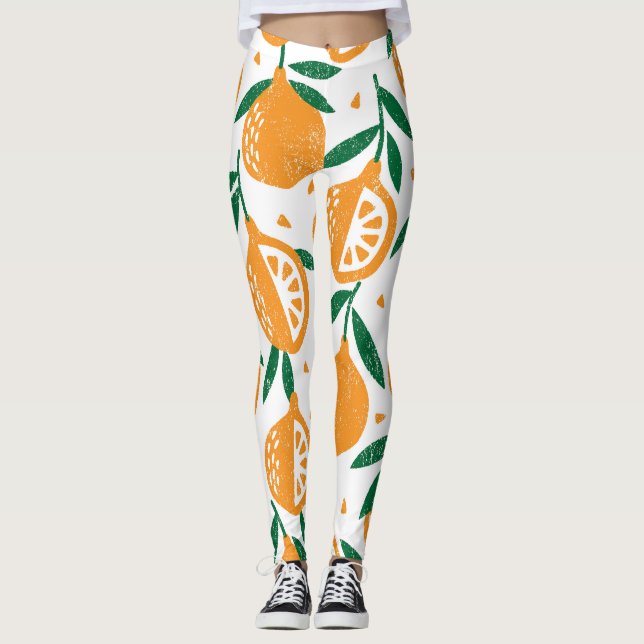 Leggings Estampillas de fruta: Patrón texturado de vintage  (Anverso)