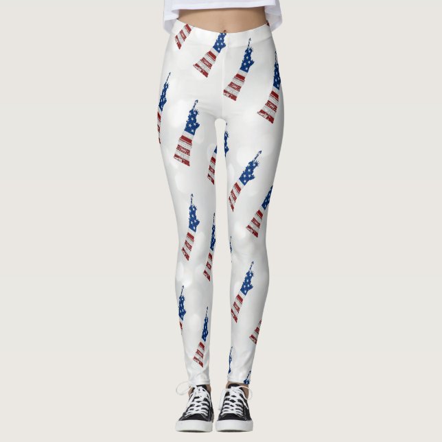 Leggings Estatua De La Libertad 4 De Julio Purpurina (Anverso)