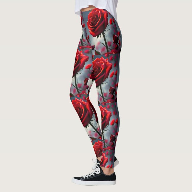 Leggings Estem Y Cuerdas De Rosas Rojas De Ruby, (Izquierda)