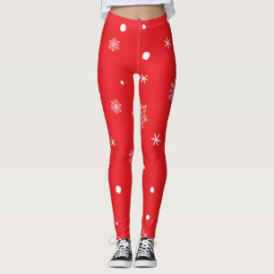 Leggings Estética de copo de nieve rojo de vacaciones de Na