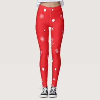 Leggings Estética de copo de nieve rojo de vacaciones de Na