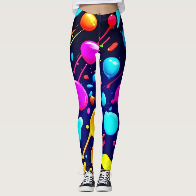 Leggings Estética de la tinta de neón de goteo (Anverso)