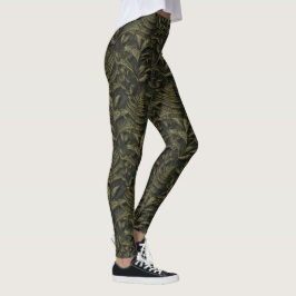 Leggings Estética de la vegetación - Fecas y hojas oscuras