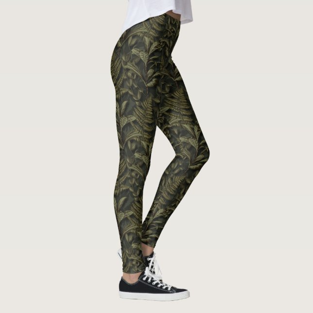 Leggings Estética de la vegetación - Fecas y hojas oscuras (Derecha)