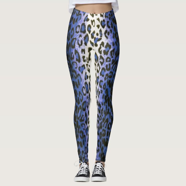 Leggings Estilizado y elegante animal de leopardo azul de i (Anverso)
