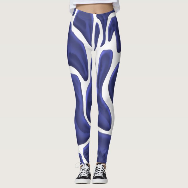 Leggings Estilo abstracto con arte moderno azul (Anverso)