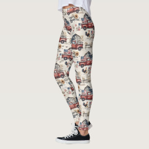 Leggings Estilo Americano Patriótico de Granja Patrón del 4