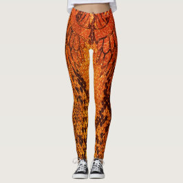 Leggings Estilo anaranjado legging. de la piel de serpiente