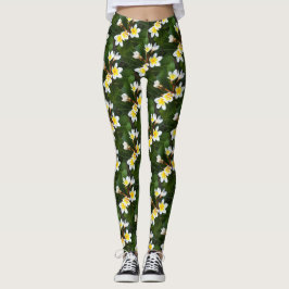 Leggings Estilo artístico de clúster de flor frangipano