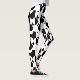 Leggings Estilo Bauhaus Retro Geométrico Blanco Y Negro