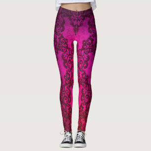 Leggings estilo boho de damasco rosa profundo