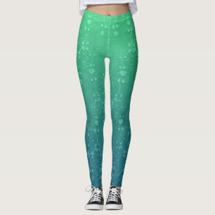 Leggings estilo boho de damasco verde turquesa vib