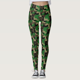Leggings Estilo callejero de camuflaje verde