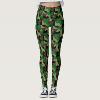 Leggings Estilo callejero de camuflaje verde