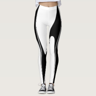 Leggings Estilo contemporáneo blanco negro de los