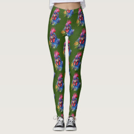 Leggings Estilo de acuarela de pollo de gallo de campo