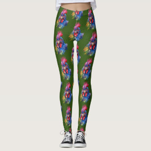 Leggings Estilo de acuarela de pollo de gallo de campo
