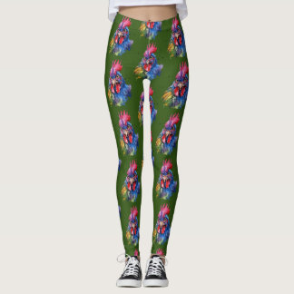 Leggings Estilo de acuarela de pollo de gallo de campo