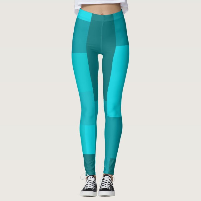 Leggings Estilo de arte de píxeles - Patrón de bloques Verd (Anverso)