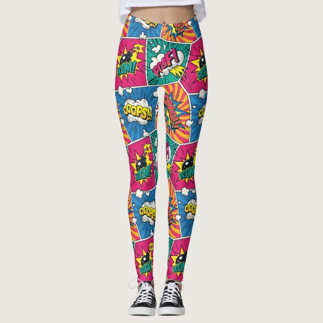 Leggings Estilo de arte pop - Explosión de historietas retr (Anverso)